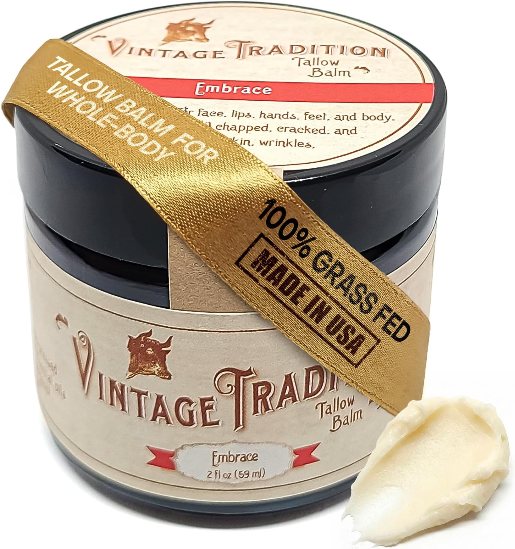 Vintage Tradition Embrace Tallow Balm, 100% Grass-Fed, 60ml "The Whole Food of Skin Care"