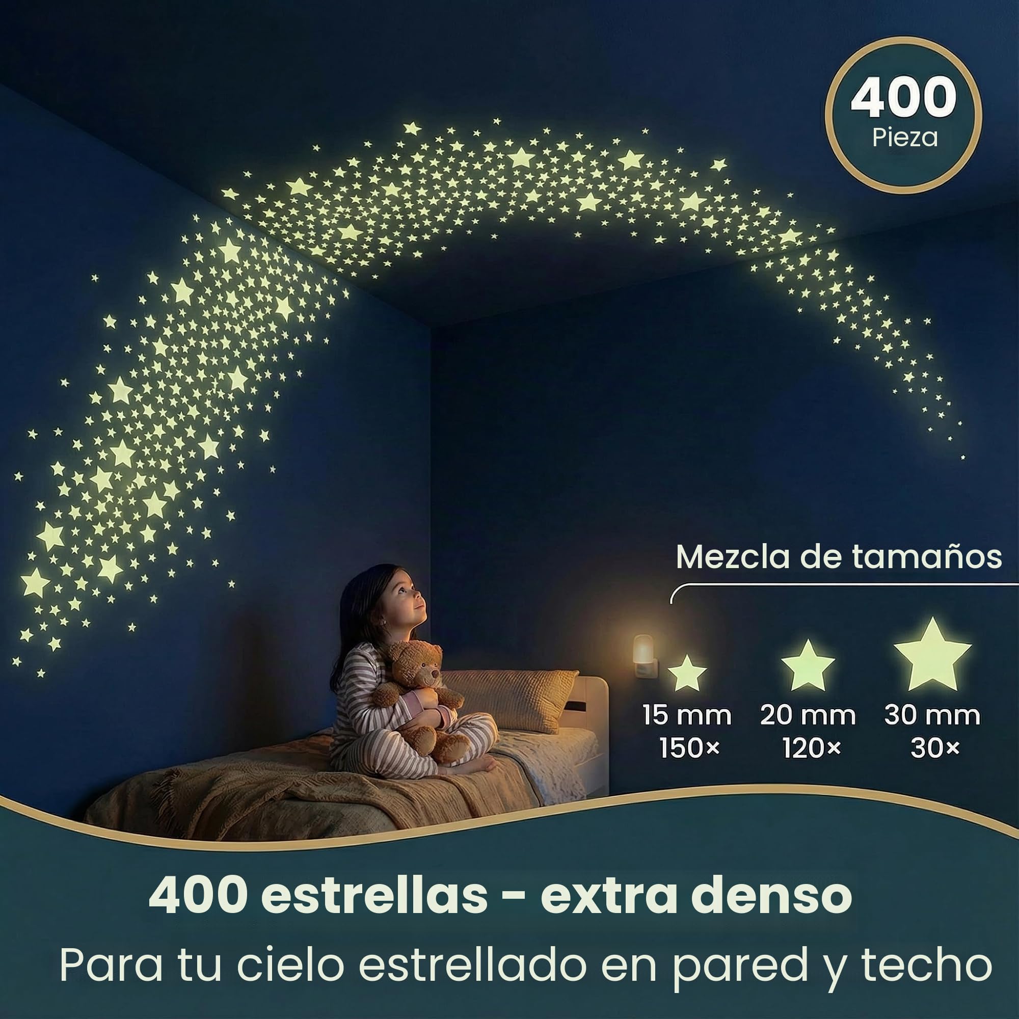 Estrellas Luminosas Homery para Habitación Infantil - 400 Unidades - Estrellas Autoadhesivas para Pared y Techo - Vinilo Brillante - Cielo Estrellado