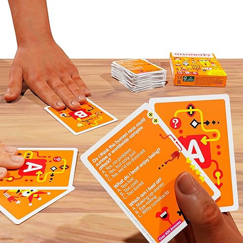 Miniatura 6 de SUSSED 400 locos iniciadores de conversación para niños, adolescentes y adultos, juego de cartas familiar, paquete de mazos naranja y amarillo,