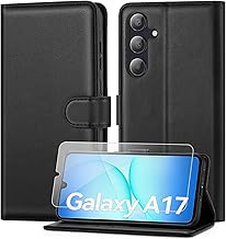 ivencase Compatible with Samsung Galaxy A17 5G Phone Case with 1 Screen Protector, [RFID Blocking] PU Leather Flip Wallet Case with Card Slots Stand Magnetic Phone Case for Samsung A17 - Black