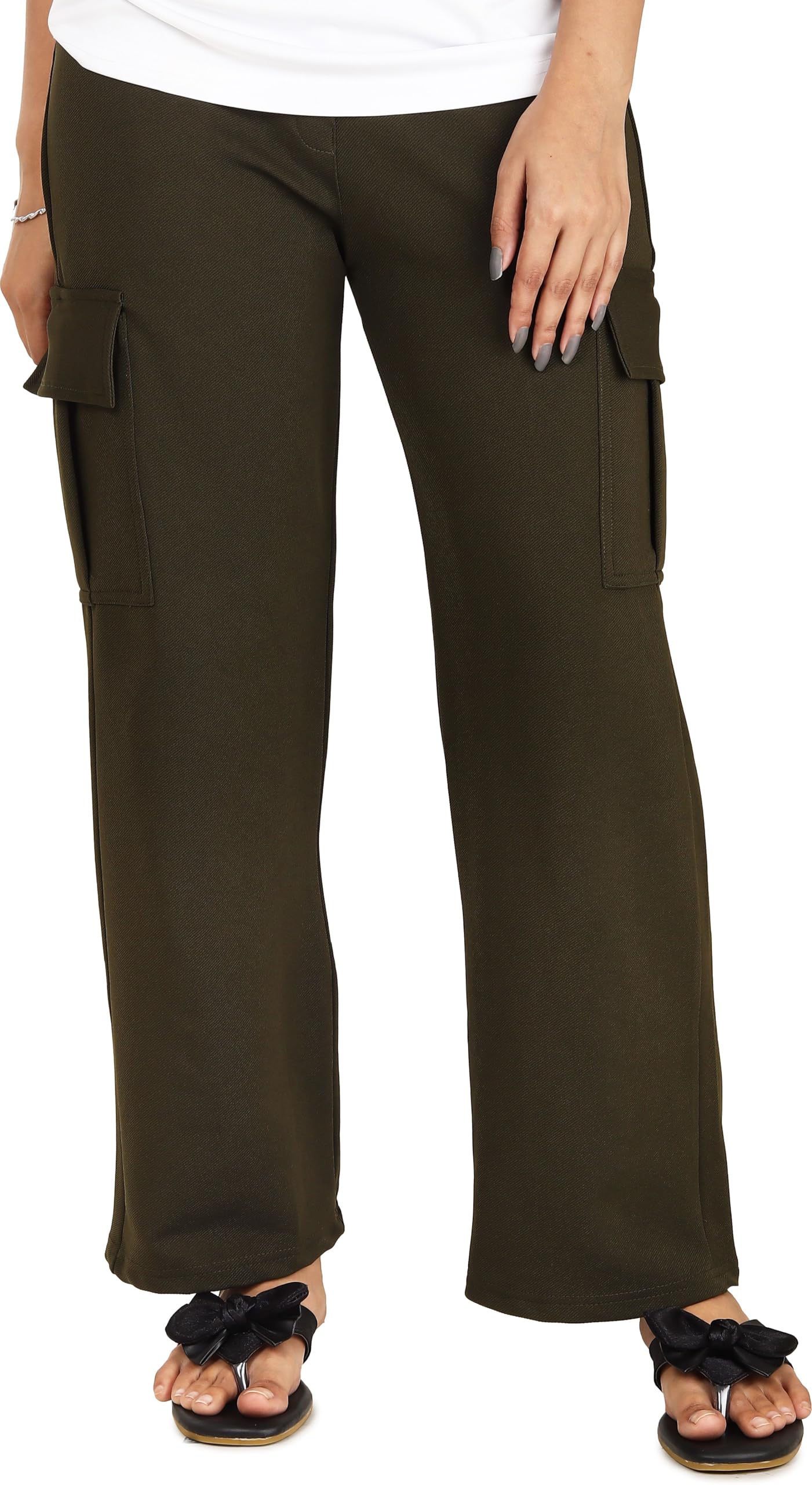Women Green Cargo Pants-image-0