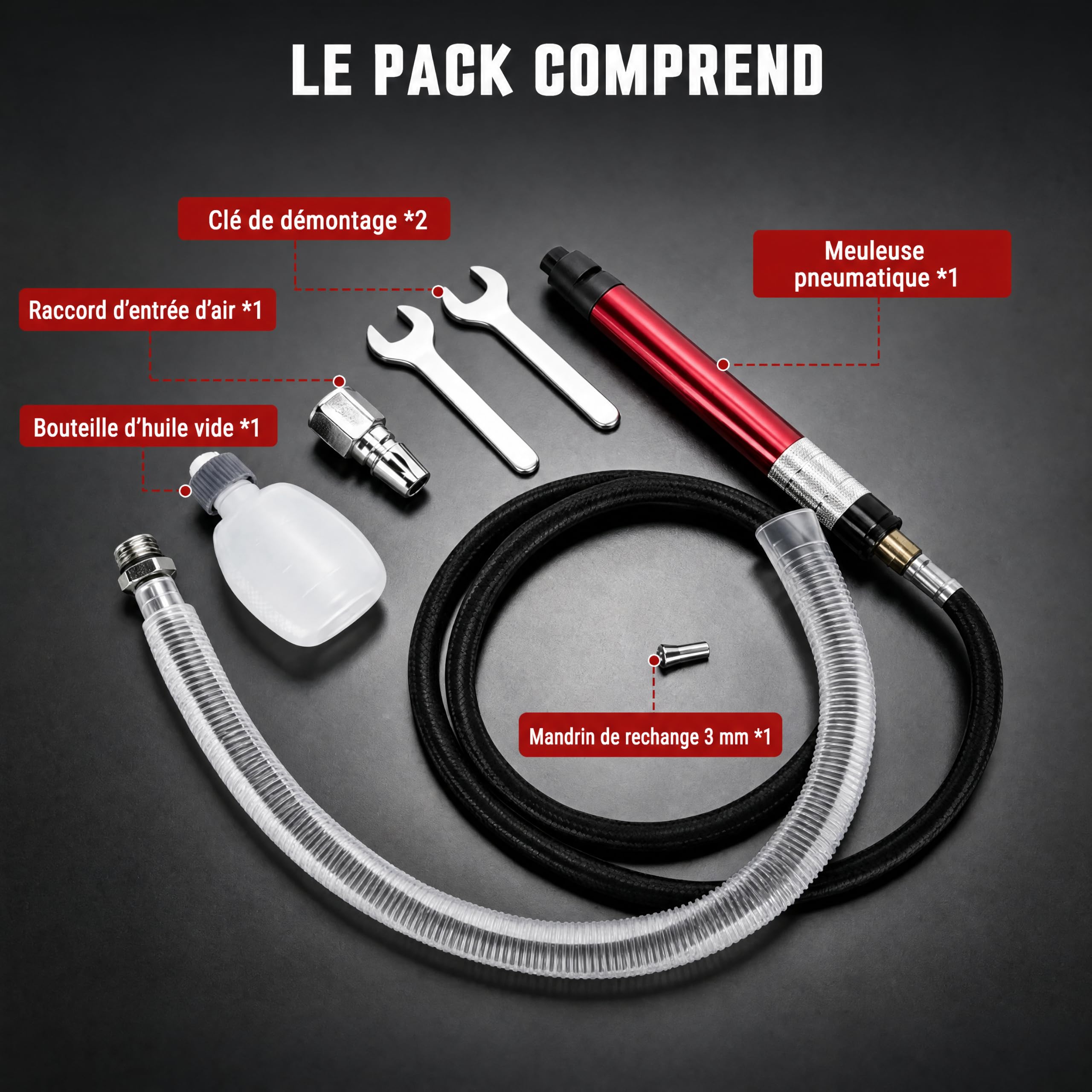 Meuleuse à Crayon Pneumatique, Mini Meuleuse Pneumatique Micro Meuleuse à Air, 65000rpm Micro Broyeur Pneumatique Broyeur à Air Mini Meuleuse Droite Avec Clé à Main Pour Le Polissage Et Le Meulage
