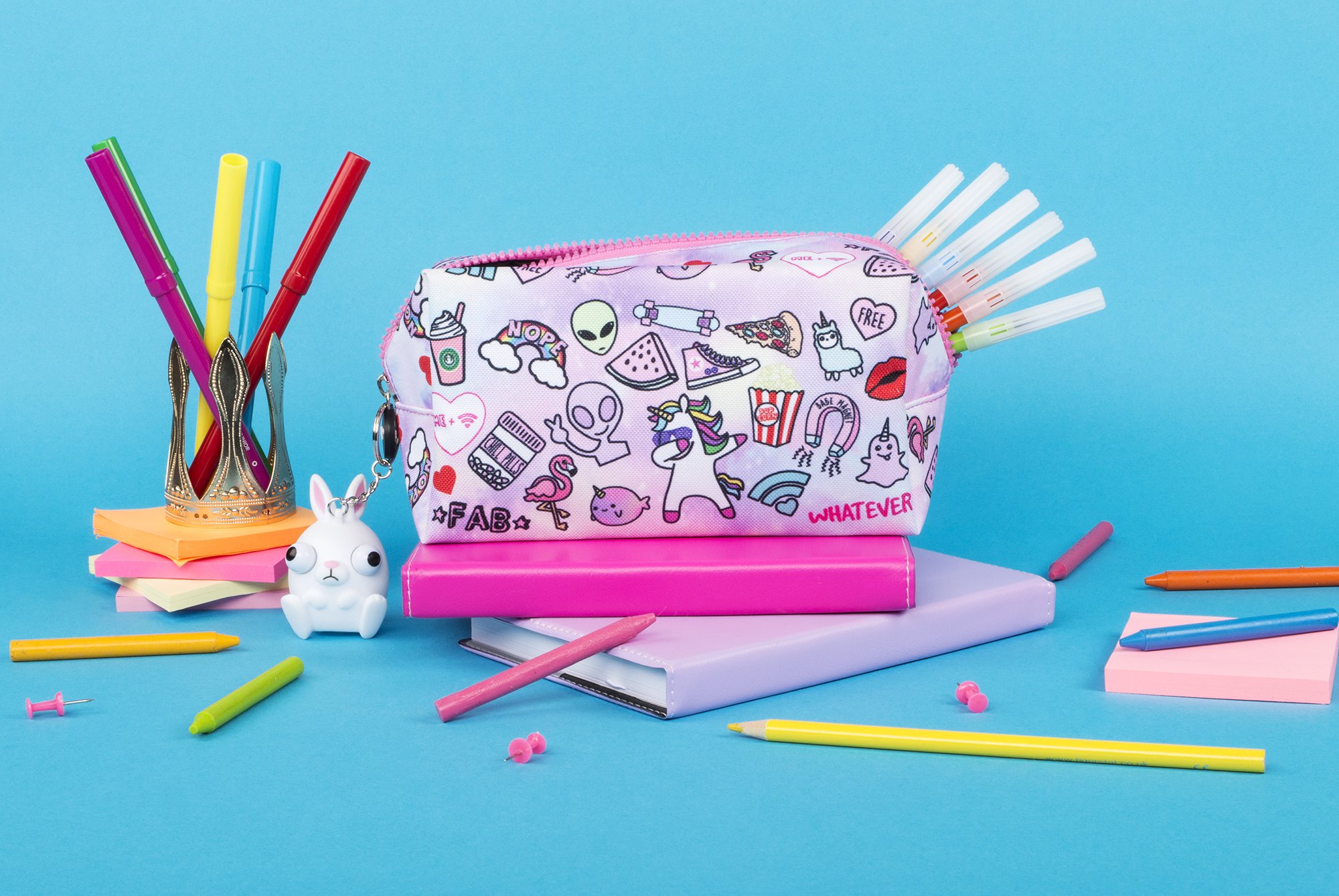 Fringoo Federmäppchen Für Mädchen – Großes Rosa-lila Doodle-Design Mit Reißverschluss – Schul-Organizer Für Stifte & Co.