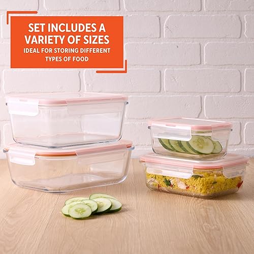 Miniatura 4 de IMUSA Contenedores de vidrio para almacenamiento de alimentos con tapas, juego de 10 piezas de vidrio borosilicato, recipientes para preparación de