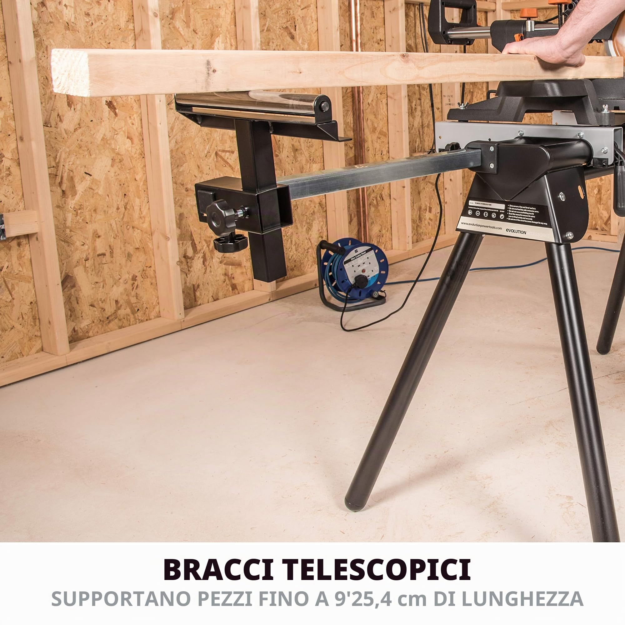 Evolution Power Tools - Supporto troncatrice con estensioni, Nero