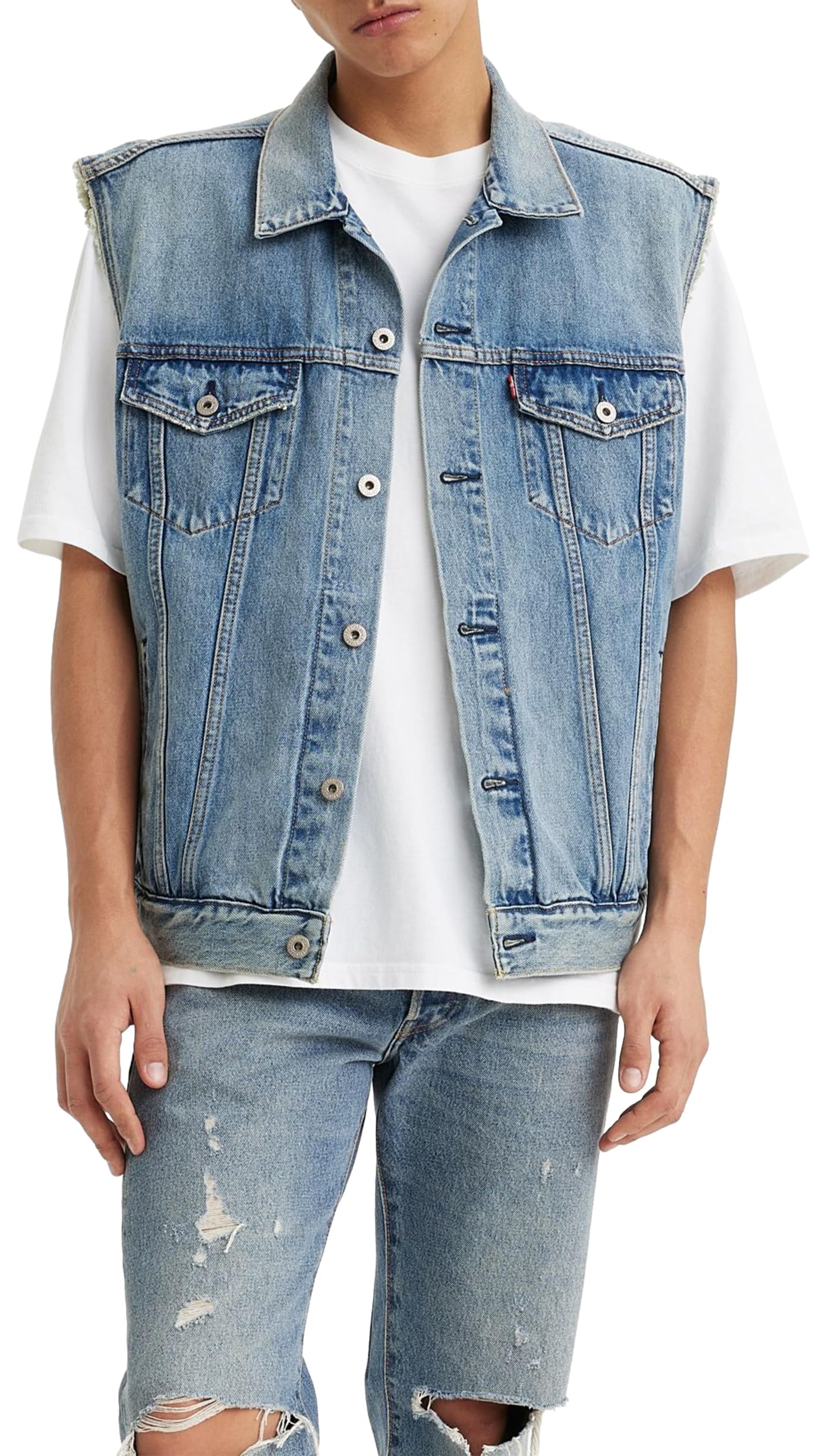 Levi's Relaxed Fit Denim Trucker Vest, Light Blue, Size M, Men