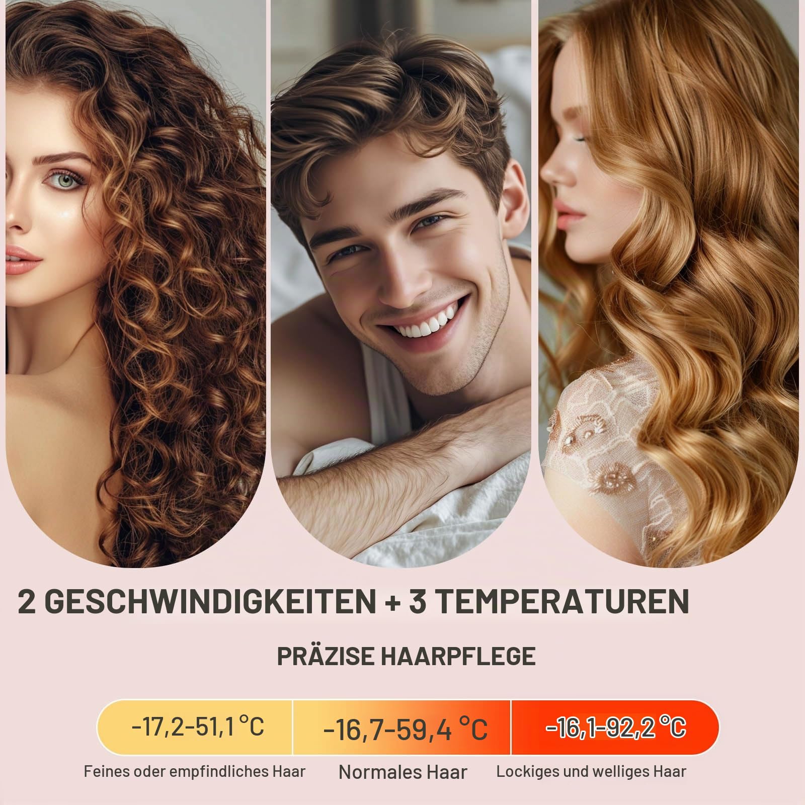 Dryhsip Warmluftbürste, 6 in 1 Hairstyler, Föhnbürste mit Negativ-Ionen-Technologie, Airstyler mit Diffuser Haare Föhn, Glätten,Lockenstab Automatisch, Haarglätter,Flex Temperaturen, Eurostecker