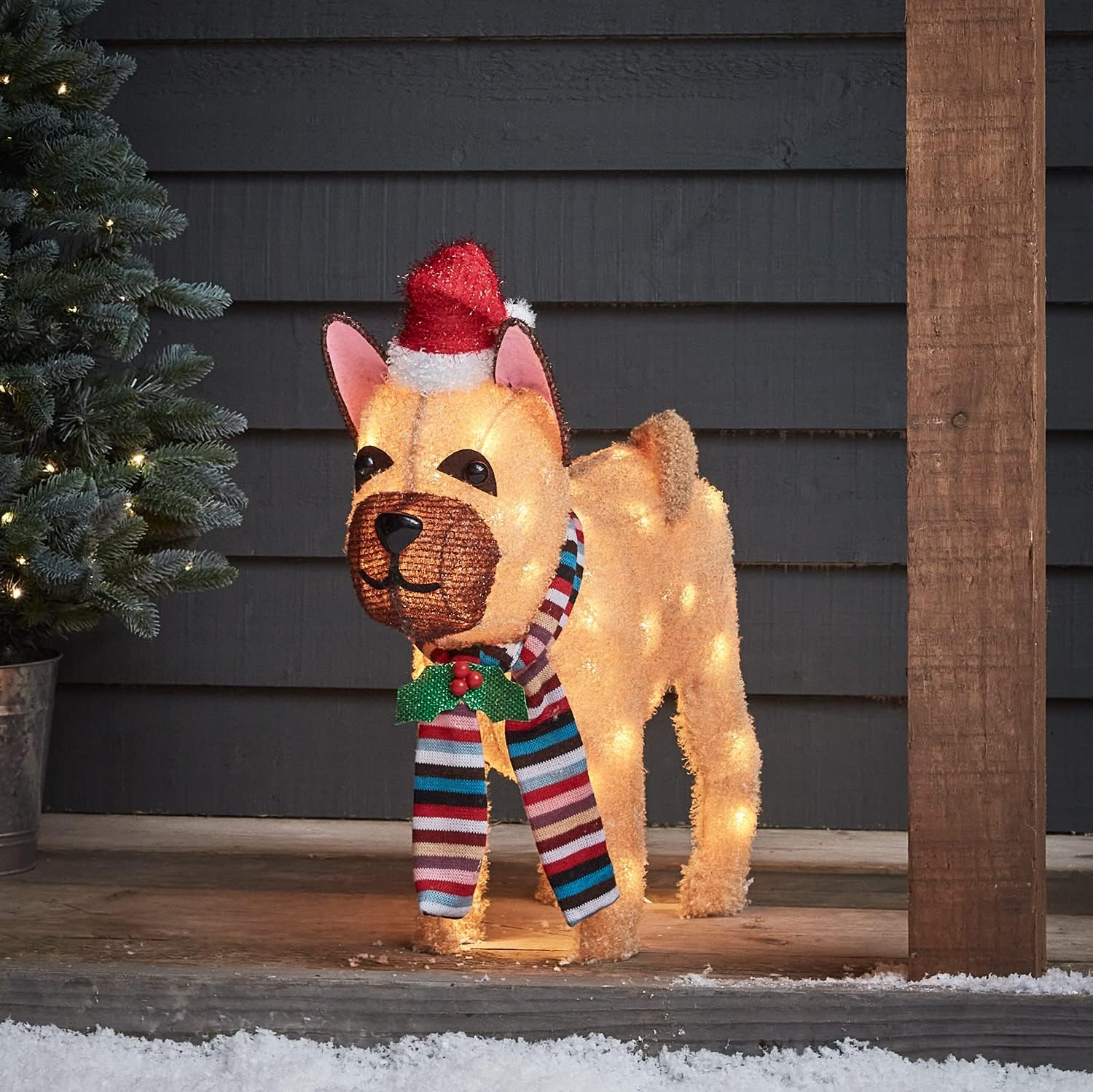 Lighs4fun Outdoor Christmas Light Up Bulldog Dog Figure Garden