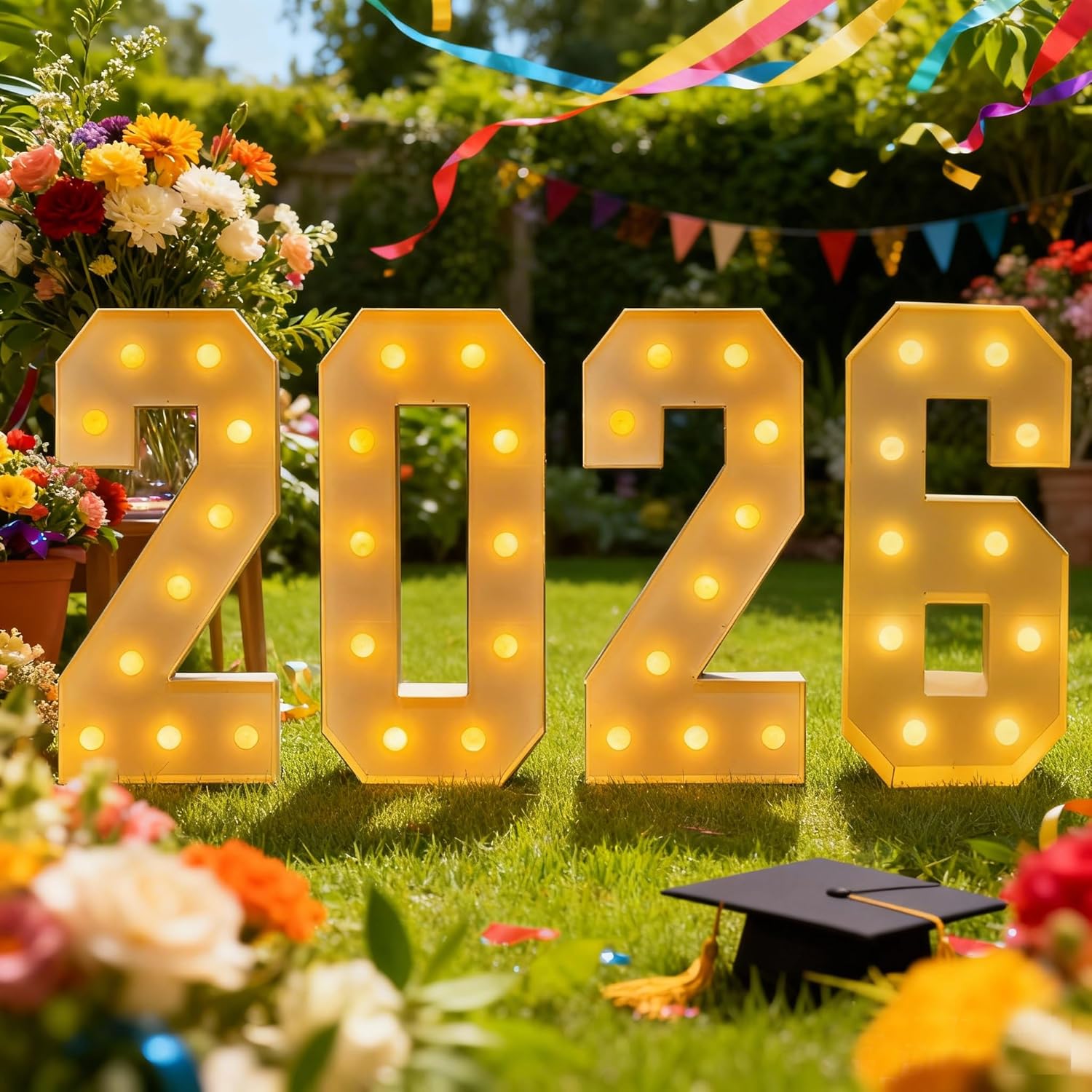 2026 New Year Graduation Decorations, 3FT Large Grad 2026 Marquee Light Up Letters Sign, Class of 2026 Congrats Party Supplies for Kindergarten Preschool High School College