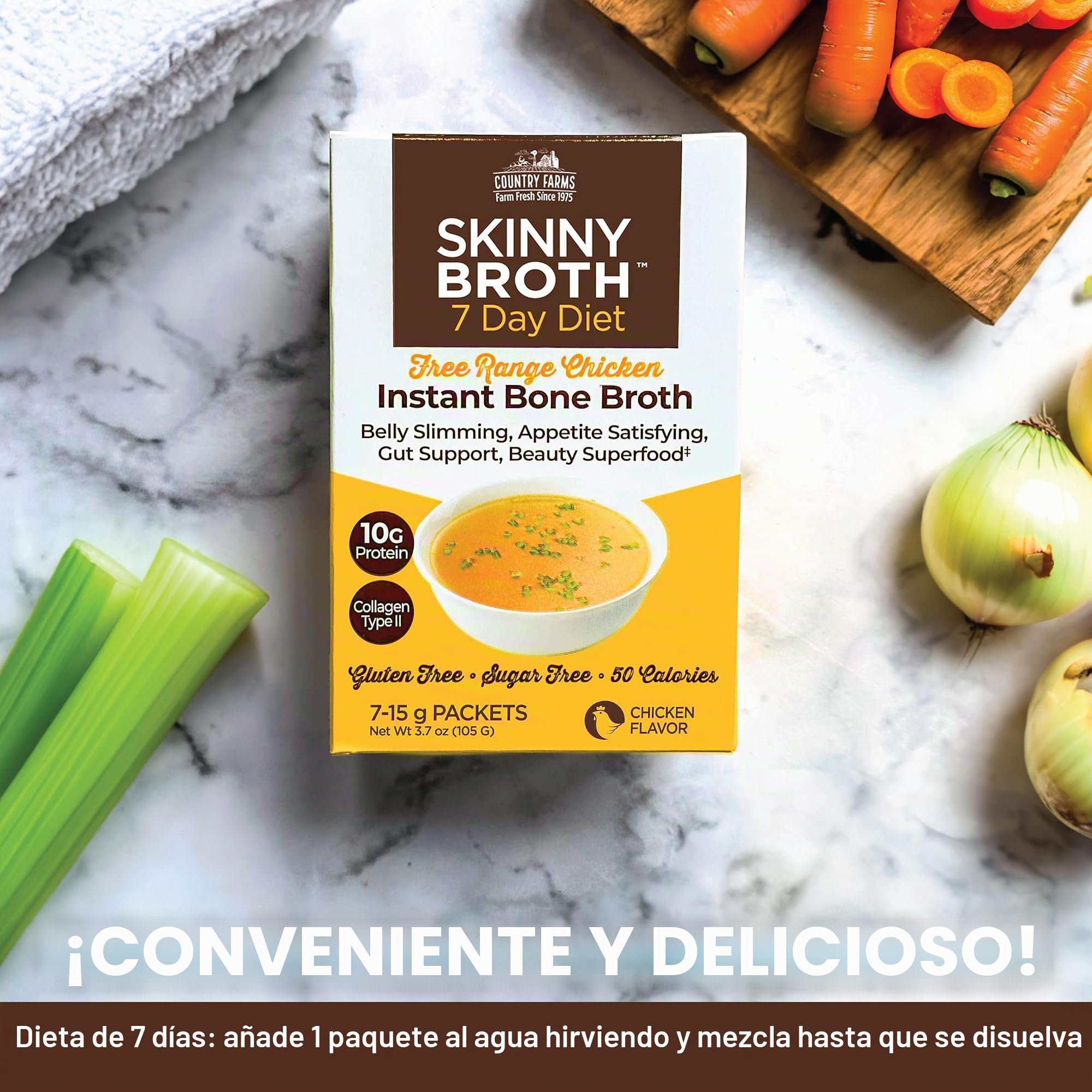 Plan de 7 días, caldo de huesos instantáneo, caldo de pollo, polvo de proteína de caldo de huesos, apoya el control del peso, promueve una mejor digestión, salud ósea y articular, plan de 7 días, 7