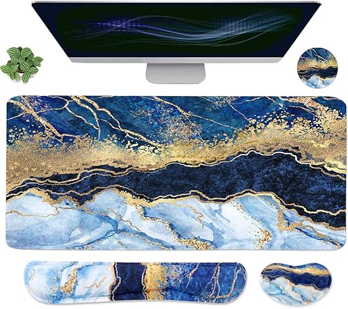 Alfombrilla ergonómica grande para mouse y reposamuñecas para teclado, almohadilla de escritorio para teclado y mouse, alfombrilla de mouse grande 4