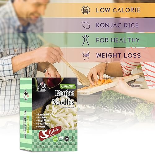 Miniatura 3 de YUHO Pasta orgánica Shirataki Konjac paquete de 8 en el interior vegana baja en calorías sin gluten sin grasa sin gluto sin carbohidratos pasta de