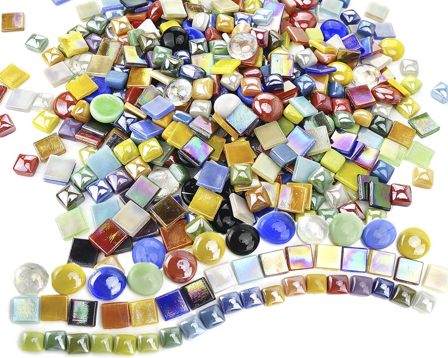 Lanyani 2.2 Pound Great Value Pack Glass Mosaic Tiles Bulk for DIY Crafts, Various Bright Solid Color Mosaic Pieces Tiles Supplies for DIY Crafting Iridescent Mosaic Glass Pieces