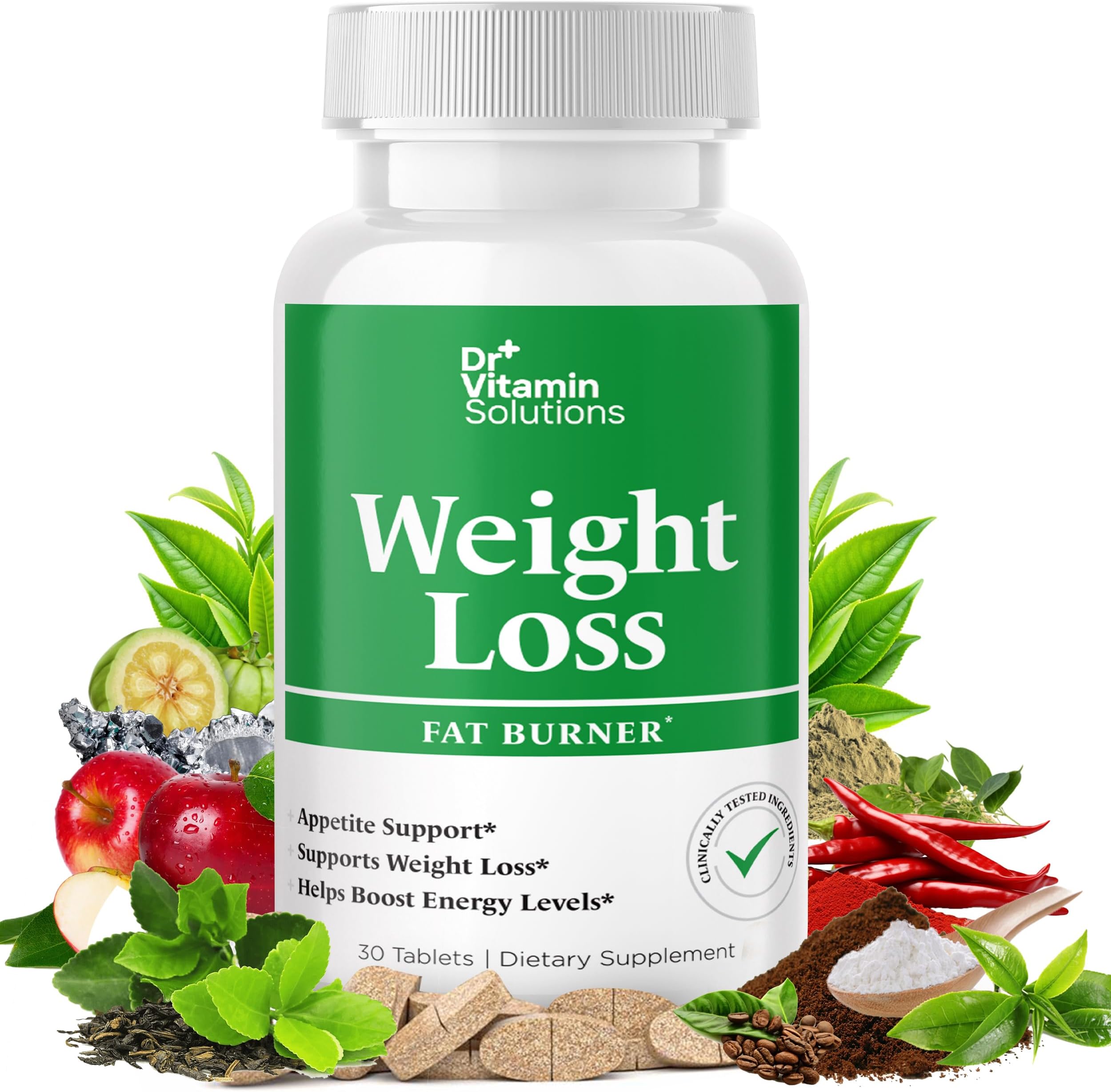 Weight Loss Supplements for Women & Men - Includes Green Tea Extract, Chromium, Vitamin B6 - Energy Booster, Belly Fat Burner & Appetite Suppressant Diet Pills - 30 Tablets