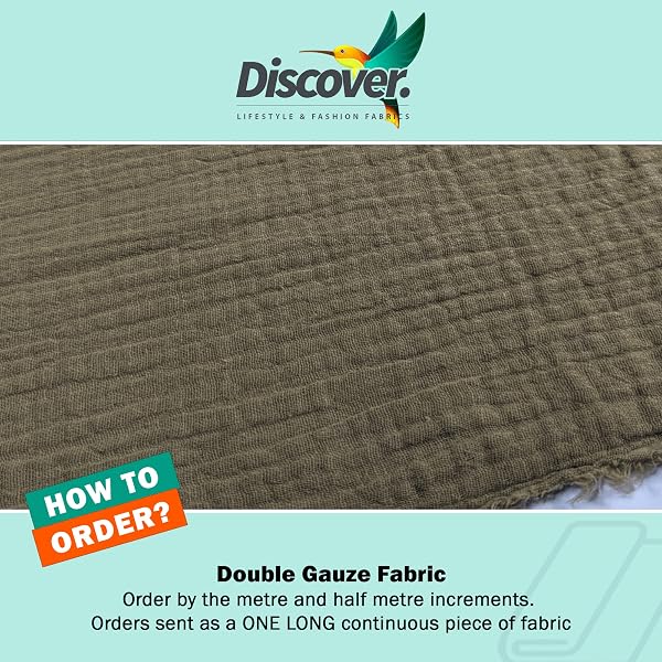 Double Gauze 100% Cotton Plain Fabric Dress Making Lightweight Muslin Baby Swaddle Blankets Scarves Summer Clothing | 53" - 135 cm Wide | per Metre (Taupe) - 3