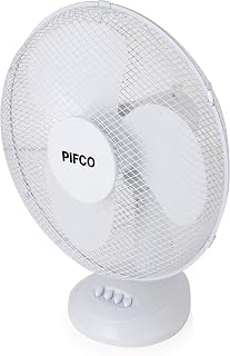 Pifco P52006 Desk Fan with 3 Speed Settings, Adjustable Tilt with Oscillation Function, Integrated Handle and Non Slip Feet, 35 W Motor, 12 Inch, White