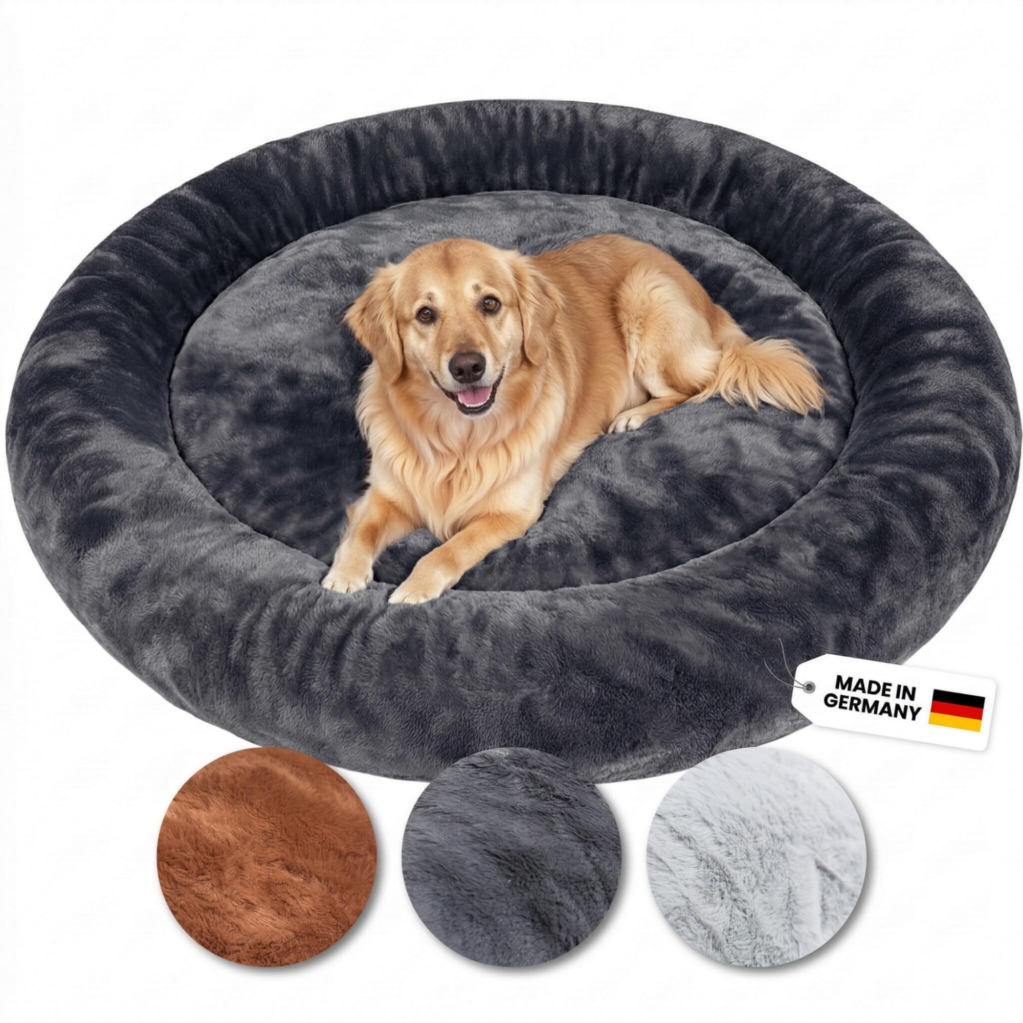 Wahre Tierliebe Orthopdisches Hundebett Deluxe fr Kleine bis Groe Hunde  - Made in Germany - Waschbar & Formstabil - Flauschiges Hundekrbchen mit  Hohem Rand fr Sicherheit & Geborgenheit : Amazon.de: Haustier
