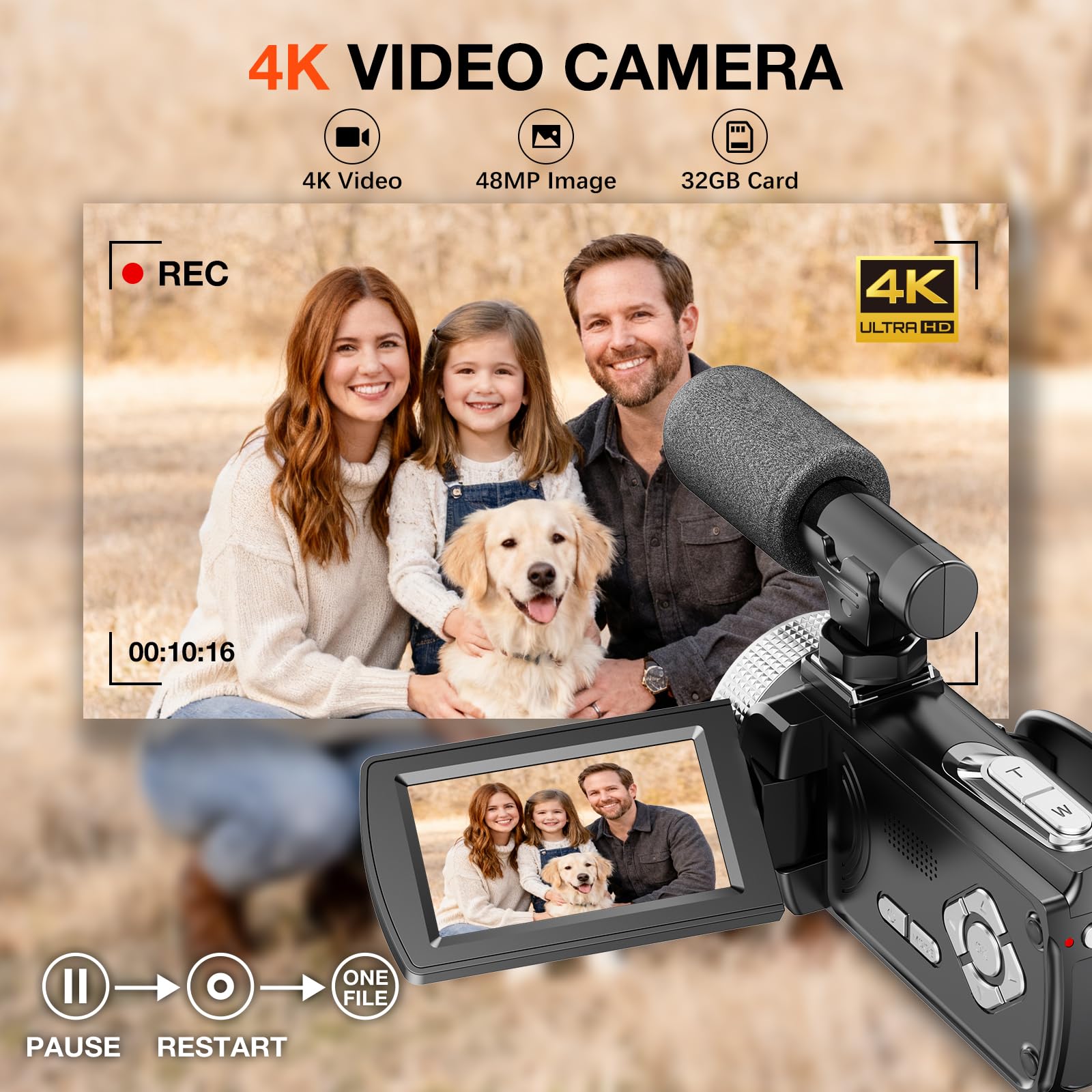 4K Camcorder Vlogging 18X Zoom 30FPS - Dettaglio