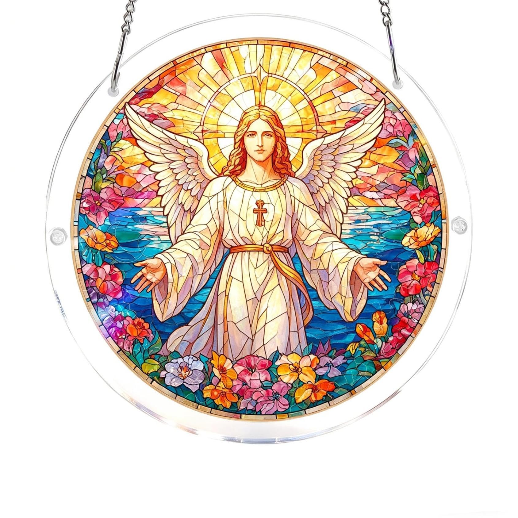 Acrylic Puzzles Suncatcher Window Hanging, 7.4 Inch DIY Suncatcher Kits for Doors Garden, Stained Glass Acrylics Sun Catcher Puzzle for Women & Men Birthday Home Decor (#11)