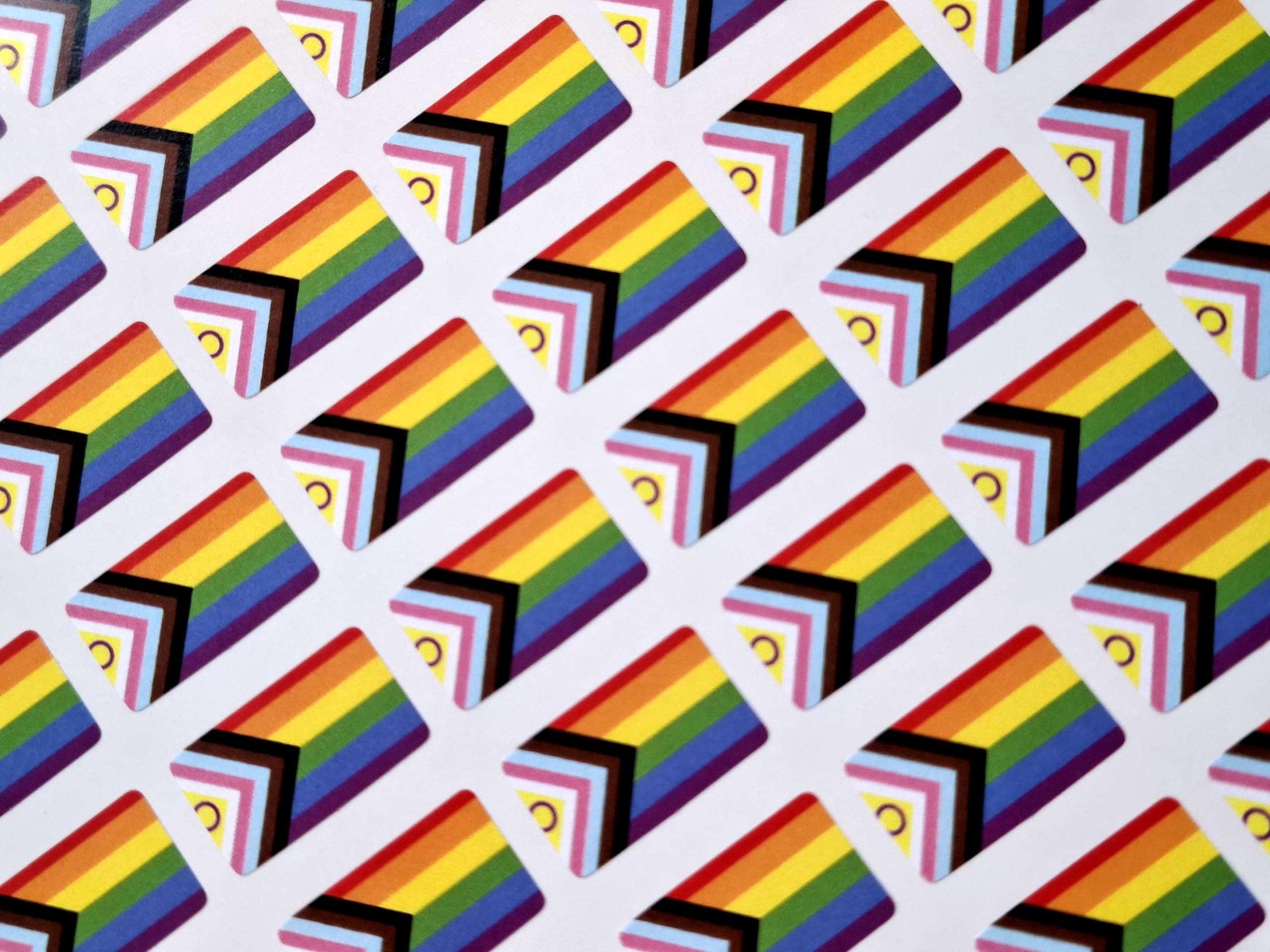 Minilabel Mixed Pack Of 64 Small Mini 20X12mm Progress Pride Rainbow Lgbt Flag Stickers, Sticky Labels