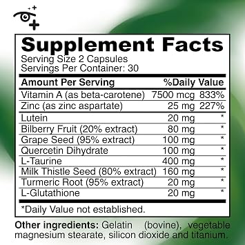 Vision Complete Natural Eye Support Formula Maximum Strength Vision Support Blend of Lutein in One Daily Vision Supplement.