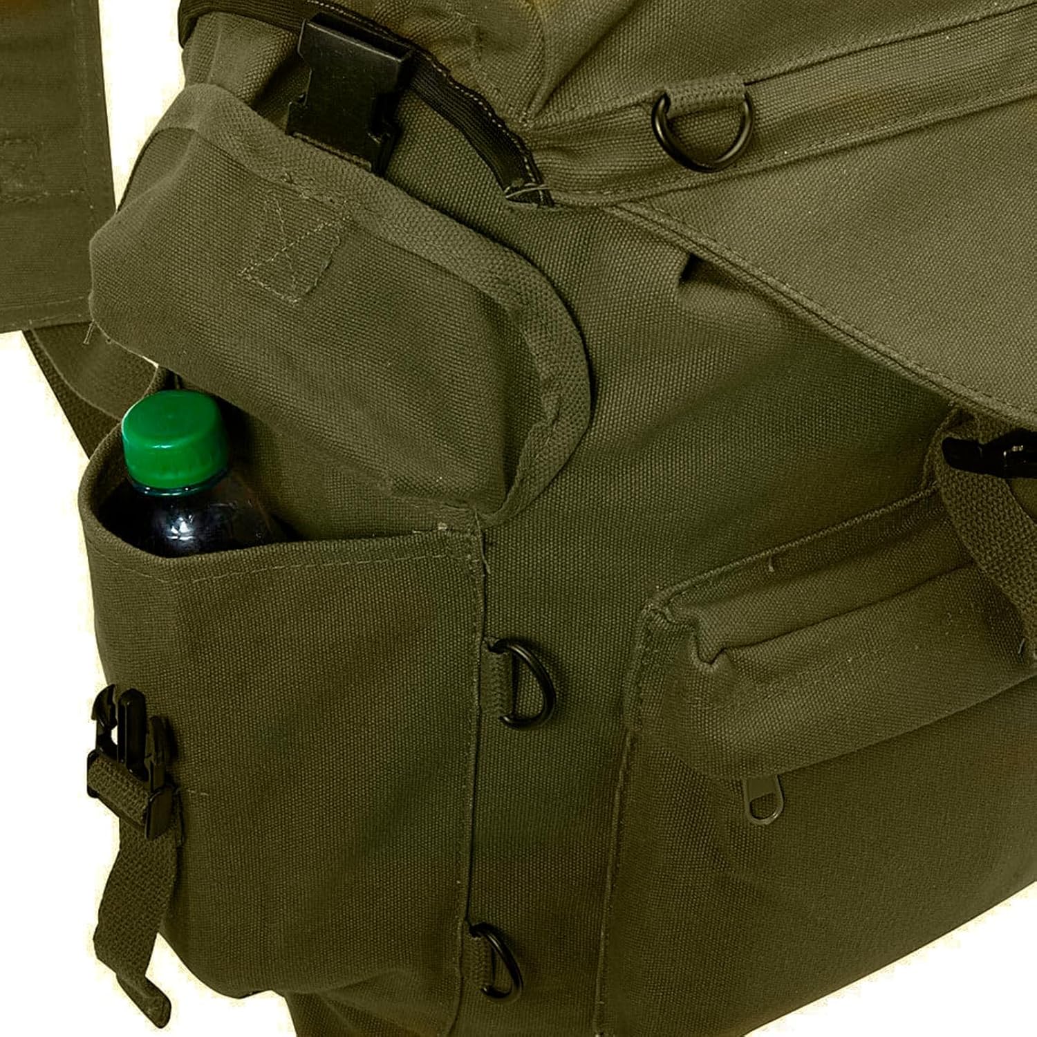 FOX OUTDOOR PRODUCTS Australian Style Rucksack | Cotton Canvas, Large Drawstring Compartment, Multiple Pockets, Padded Shoulder Straps, Waist Strap | Outdoor Gear Backpack, Olive Drab