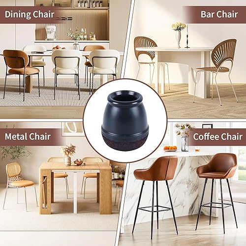 Vista 12 de Ezprotekt 24 protectores cuadrados de suelo para patas de silla con fieltro, fieltro de silicona F para suelos de madera dura, tapas de patas