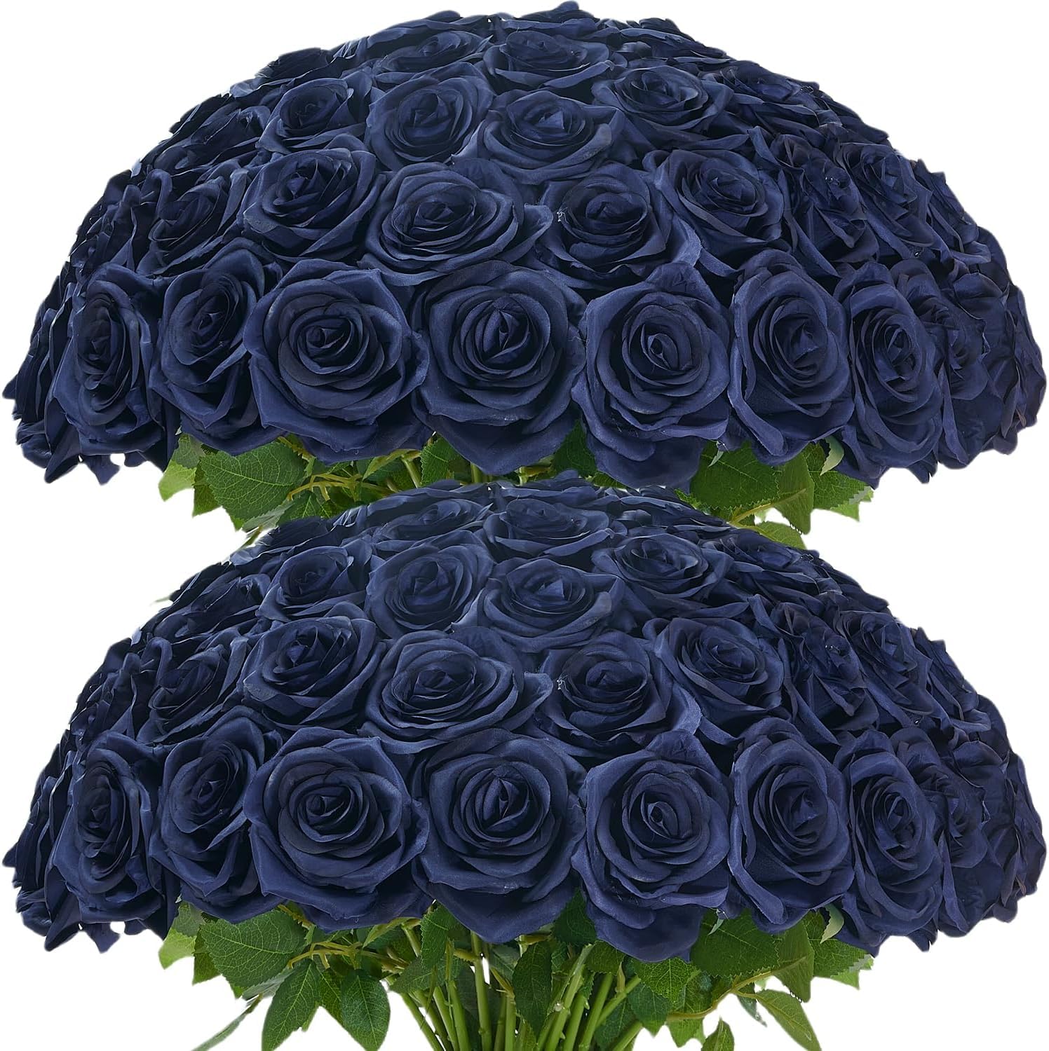 Photo 1 of LATRORA 100 Pcs Fake Navy Blue Roses, Artificial Navy Flowers Bulk Realistic Silk Faux Roses with Stems for Wedding Table Centerpieces Bridal Bouquet DIY Floral Arrangement Event Party Home