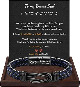 I Love You Gifts for Him Leather Bracelet for Men Knot Infinity Bracelets Valentines Day Gift for Husband Boyfriend Dad Son Grandson Anniversary Birthday Jewelry Graduation Gifts for Him 2024