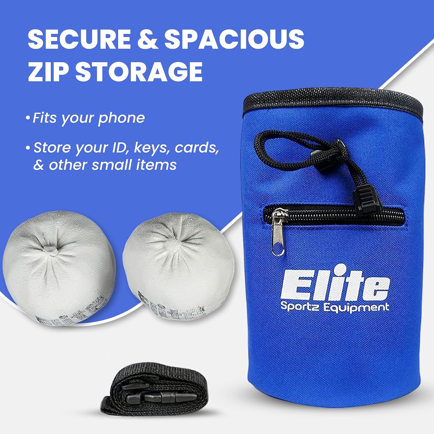Elite Sportz Equipment Chalk Bag for Rock Climbing with 2 Chalk Balls– Leak Proof Drawstring & Secure Zipper Pocket