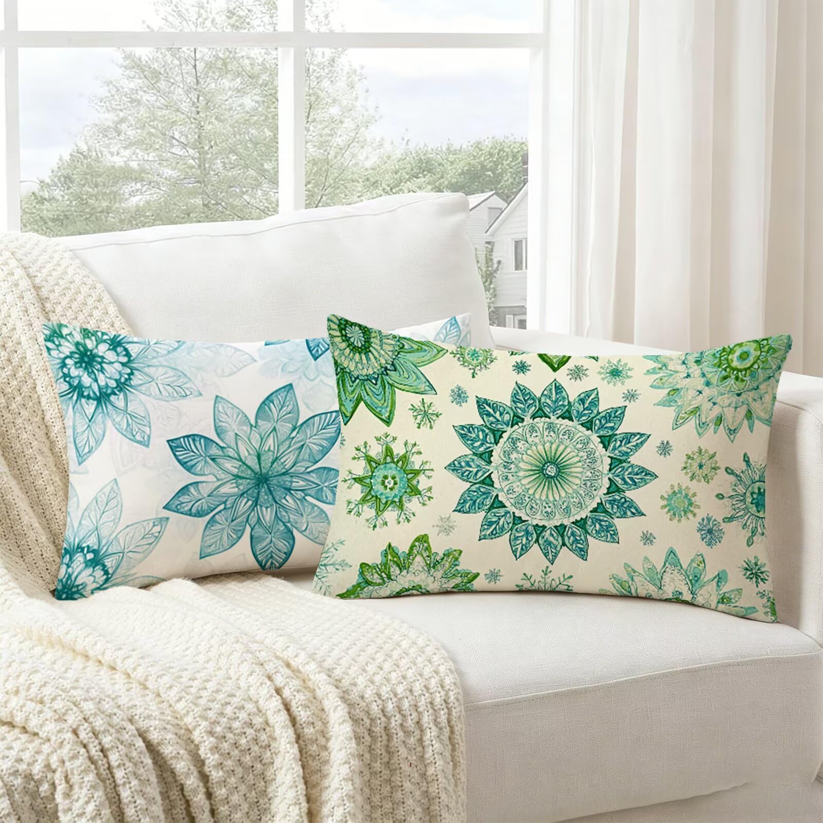 Taie oreiller 60x80cm lot de 2 velours housse coussin extérieur imperméable