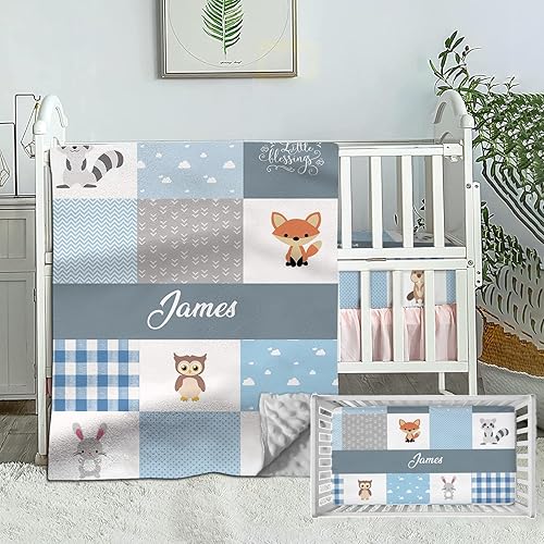 Juego de ropa de cama para cuna personalizada para bebés y niños, juego de ropa de cama personalizado para cuna con nombre, ropa de cama de animales