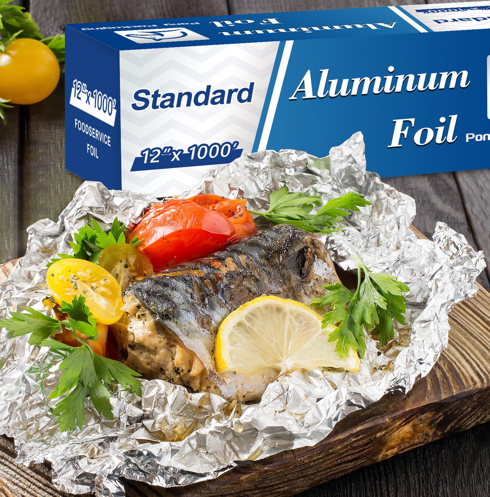 Standardowa folia aluminiowa, 30 cm szerokości, 300 m, bezpieczna dla żywności, do gotowania, pieczenia, grillowania, gastronomii, standardowa rolka folii aluminiowej Pony Packaging (30 cm x 3000 cm,