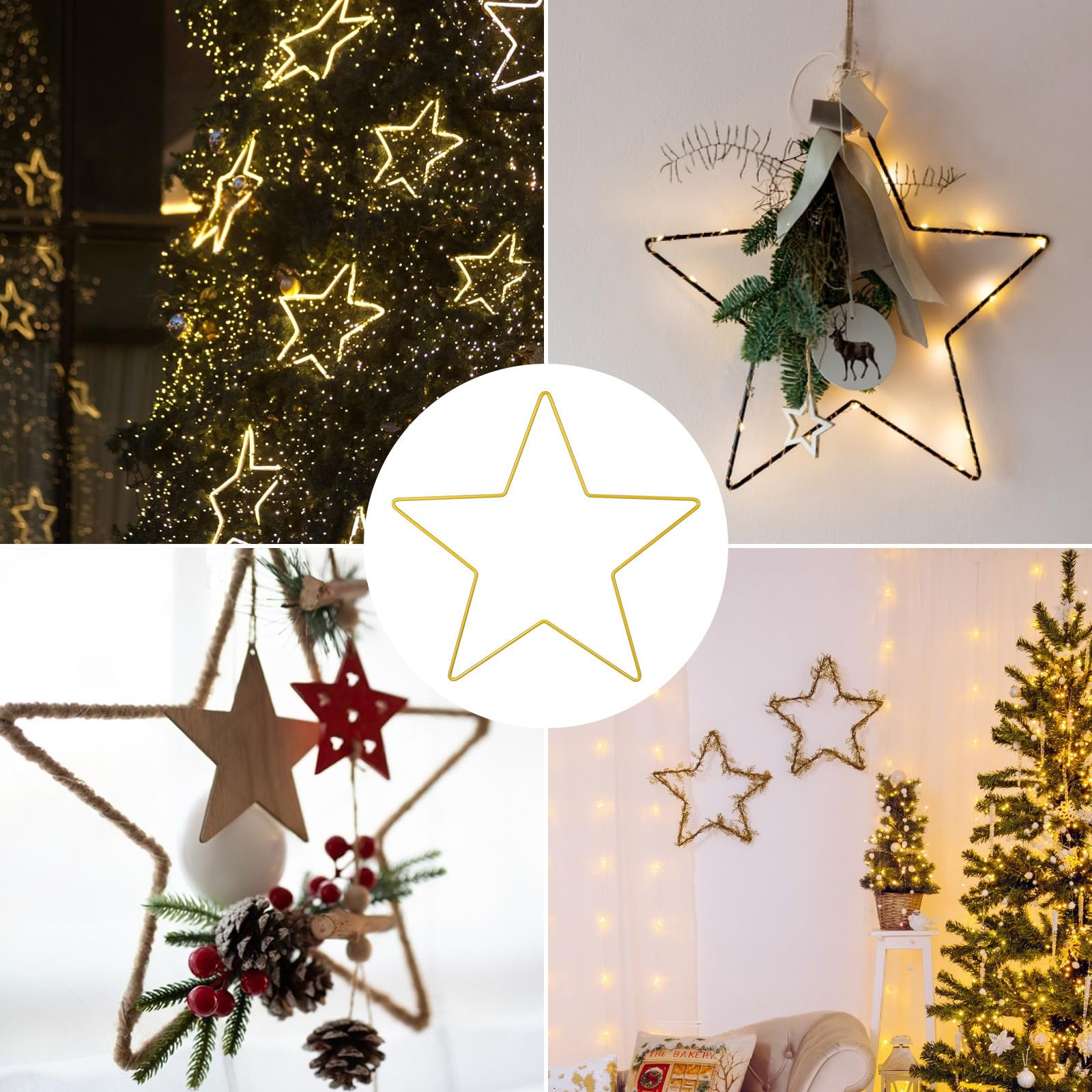 BESTOYARD Goldener Metallstern zum Aufhängen als Wanddekoration mit Pentagramm Form Sicher und Glasveredelt für Weihnachtsdeko und Eingangsbereiche