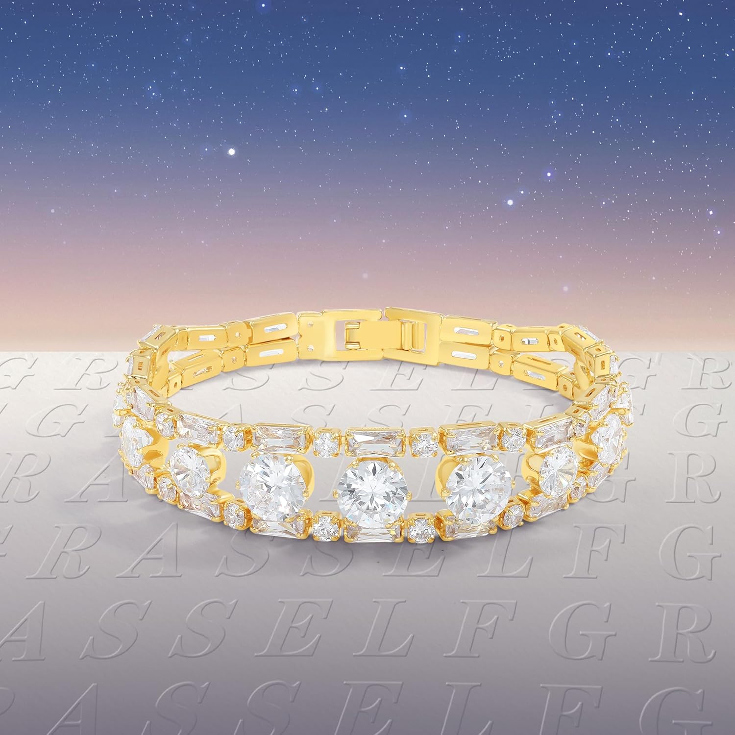 14K Elegant CZ Line Bracelet: 14K Gold Plated Sparkle for Every Occasion 14K Gold Plated Womens Tennis Bracelet Sleek CZ Line Bracelet, Fits 6.0"7.2" Wrist Sparkly Everyday Jewelry Gift, Contemporary Tennis Bracelets for Women Elegant CZ Line Bracelet: 14K Gold Plated Sparkle for Every Occasion