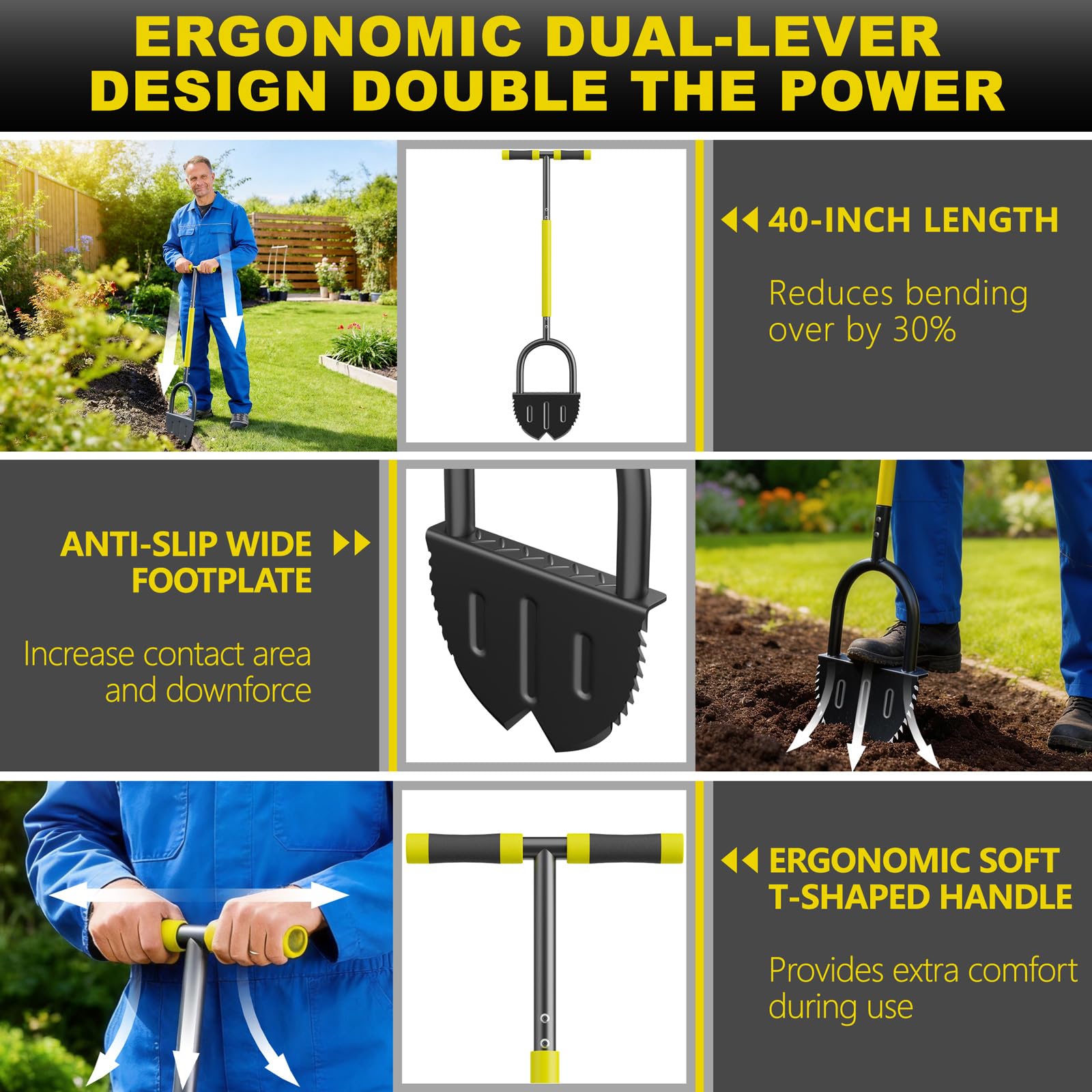 Half Moon Lawn Edger - 40" with Double V-Blade -5