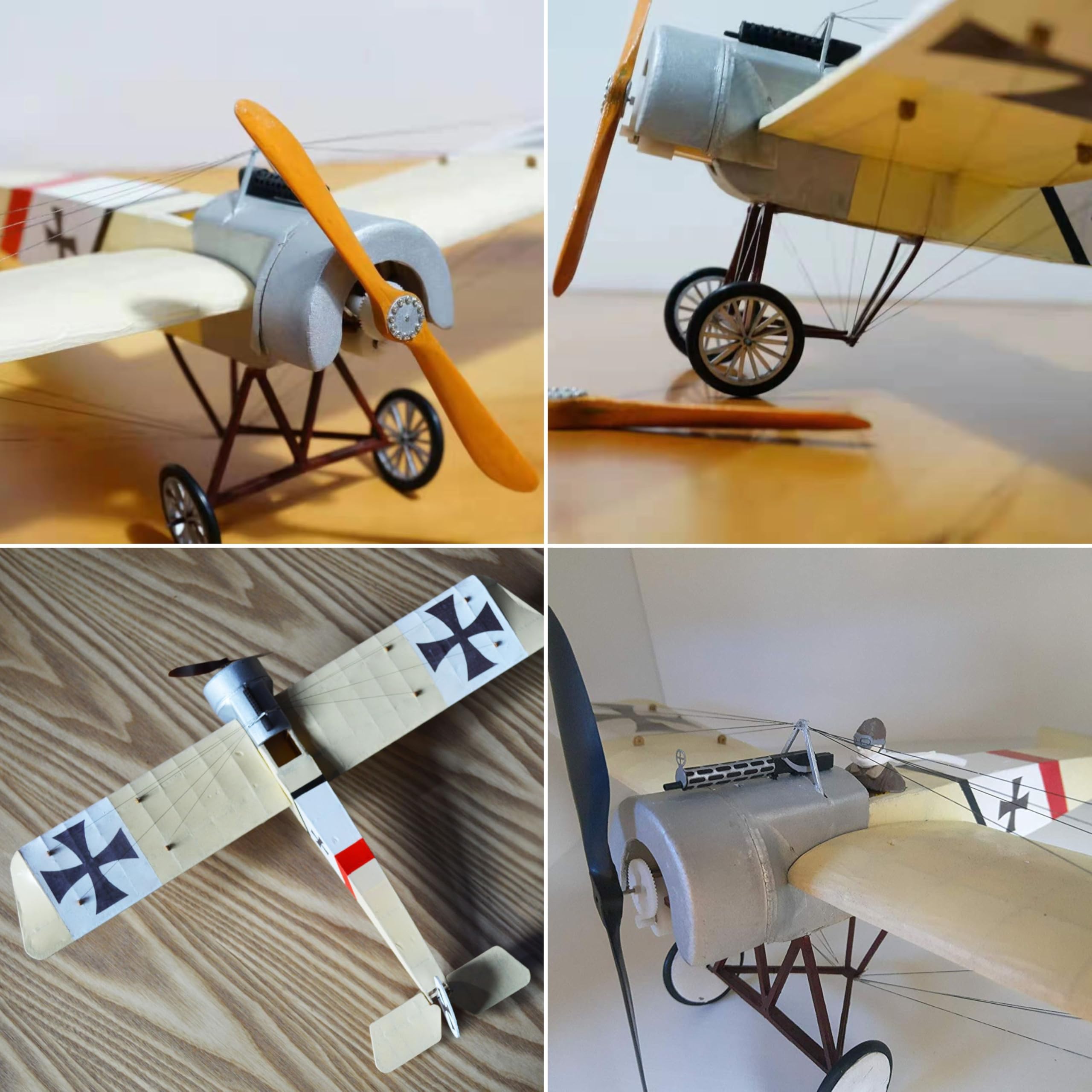 Fokker E.3 Slow Flyer Modellflugzeug Kit, Maßstab 1:20, 450 mm Spannweite, RC Flugzeugmodell Baukasten, Modell Flugzeug zum selbst Bauen, gelaserte Balsa Holz Bauteile, 450 x 300 x 91 mm, 40 g RTF