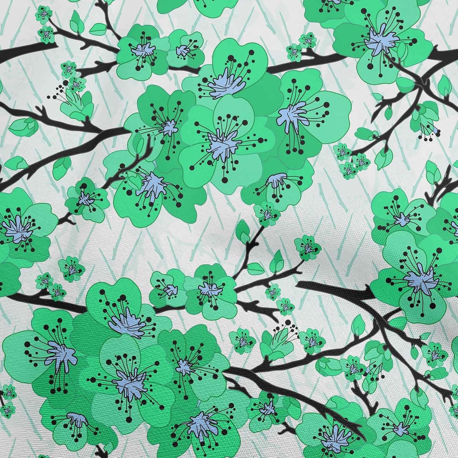 oneOone Cotton Jersey Olive Green Fabric Asian Chinese Floral Quilting Supplies Print Sewing Fabric by The Yard 58 Inch Wide