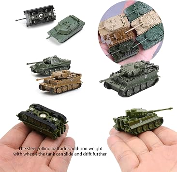 Mini Steel-Ball Roller Tank Toy Set Incl. 8 Pcs T-90MS, T-80, M1A2, Merkava MK4, Tiger, Panther, Type 99 Heavy Tank,A Blind Box Model,Scale 1:144