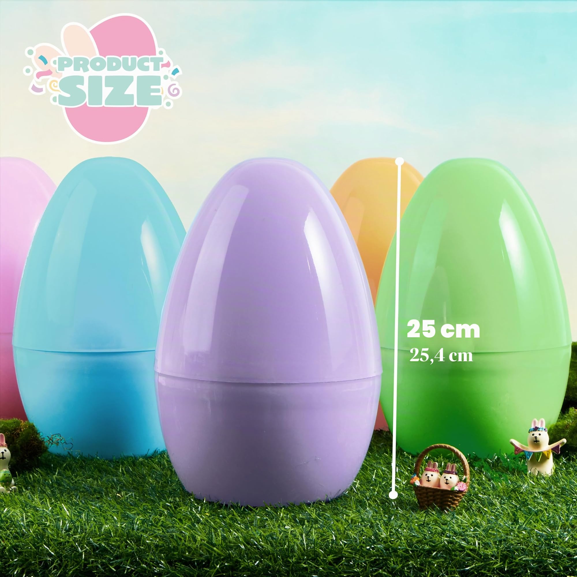JOYIN Uova di Pasqua jumbo da 25,4 cm, 6 uova giganti vuote in plastica pastello, riempibili, per ripieni pasquali, bomboniere, caccia, premi in classe, decorazioni