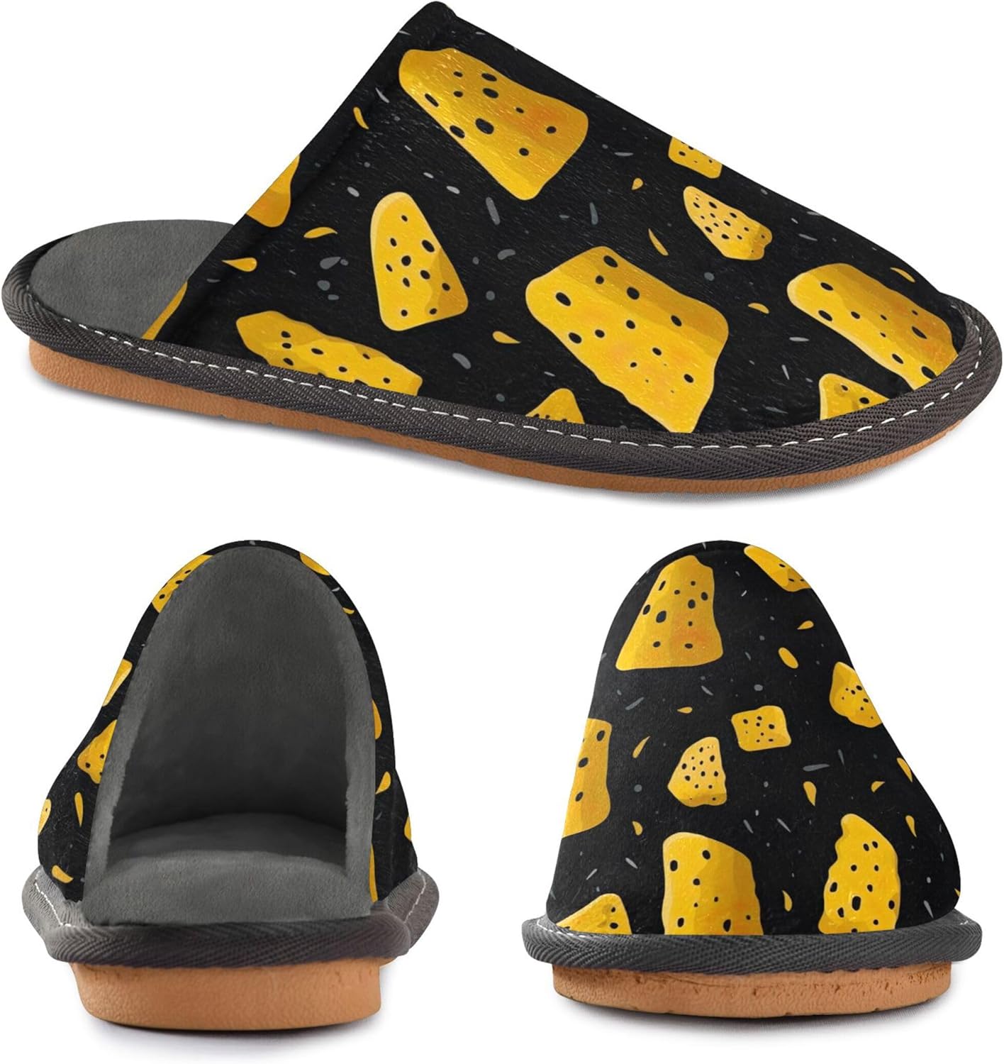 Cheese House Slippers – Cozy Fuzzy Slippers for Guests, Washable & Disposable, Perfect for Shoeless Home, Spa & Hotel Use A111421