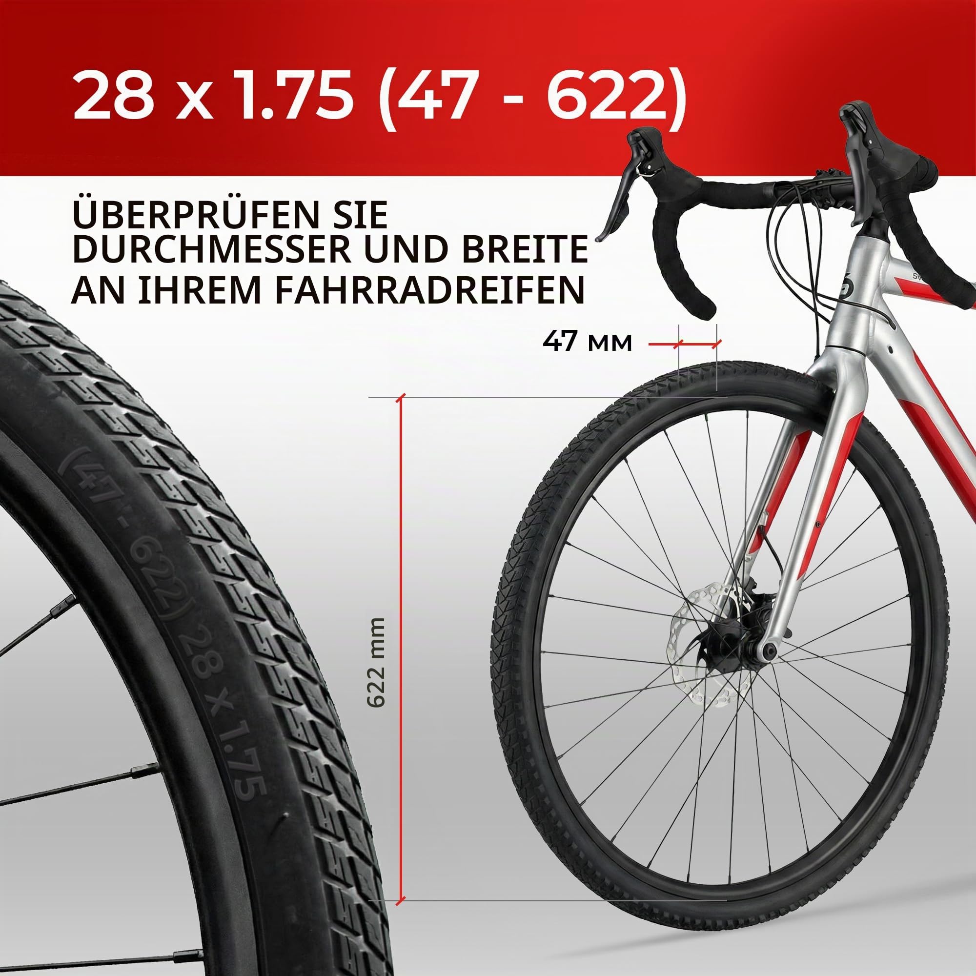 Fincci Nave Urban 700x45c Fahrradreifen 28x1,75 (47-622) - 2er Set Faltbare Aramid 28 Zoll Reifen mit 1mm Pannenschutz - Leichte City, Trekking & Hybrid Reifen 60 TPI