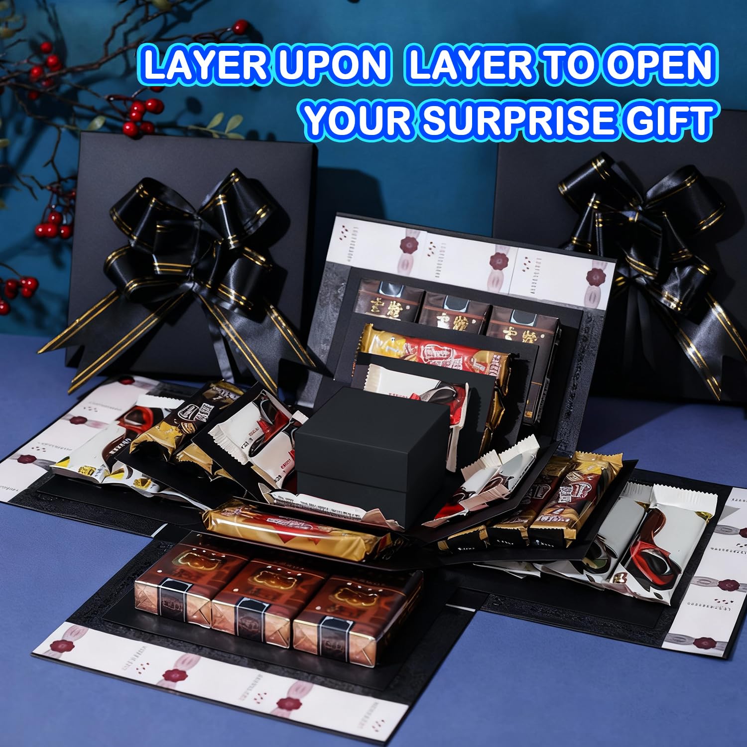 5-lagige kreative Explosions-Geschenkbox, Geschenkpapier-Box, Erstellen Sie eine 5-lagige verschiedene Geschenke selbst Ein ideales, geheimnisvolles selbstgemachtes Geschenk für Geburtstag