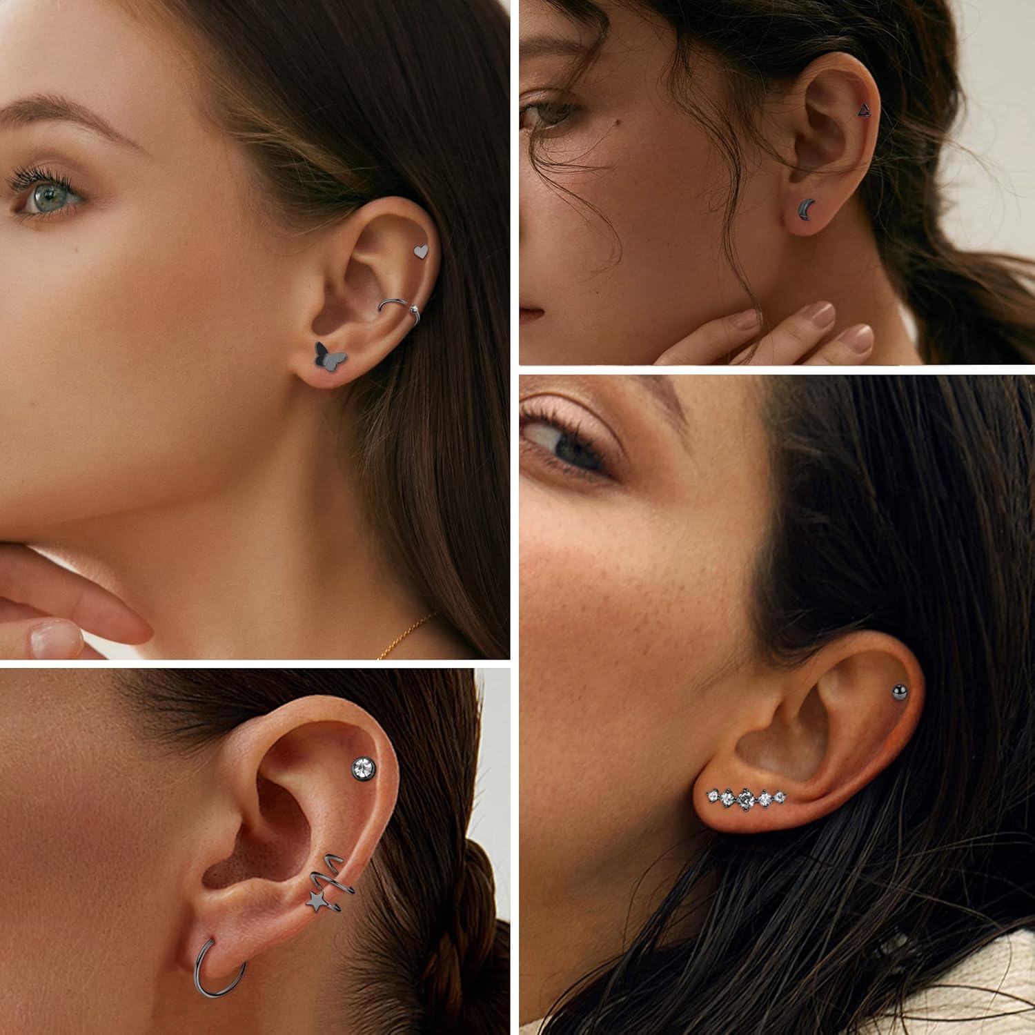 FASACCO Cartilage Earring 18G Flat Back Stud Earrings Surgical Steel Helix Tragus Piercing Jewelry - Image 6