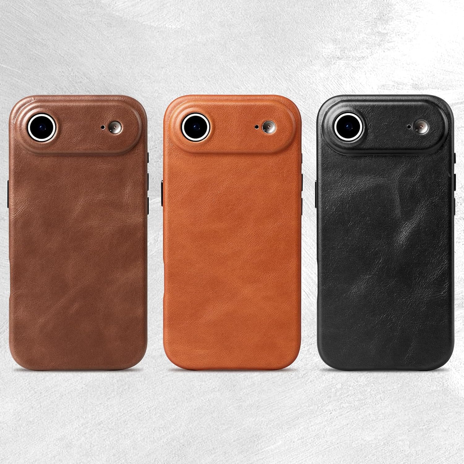 LUCKYCOIN Genuine Leather Phone Case for iPhone Air,Compatible with MagSafe and Wireless Charging,Camera Control Button,Metal Buttons,Slim Fit,Magnetic Shockproof Protective Case,6.5 inch - Black - Image 8