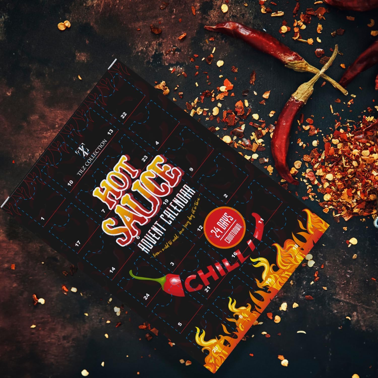 Hot Sauce Advent Calendar 2025 | 24 Days of Chilli Sauce | Ultimate Gift for Spicy Food Lovers | Food Advent Calendar 2025 Men, Chilli Challenge Hot Sauce for Women (Black)