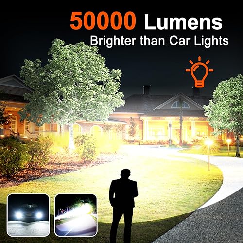 Miniatura 4 de Linternas recargables de alto lúmenes, súper brillante, 50000 lúmenes, potente linterna y linterna táctica con caja de regalo, 5 modos, impermeable,