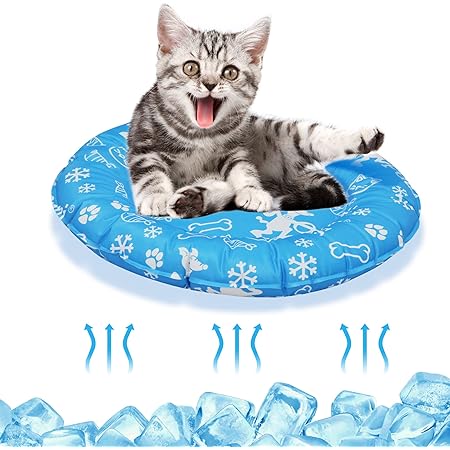 Amazon ペットベッド 夏 ひんやり 冷感 マット 丸型 暑さ 猛暑対策 接触冷感 耐噛み 防水 丈夫 水洗い 涼しい ひんやり 犬用 猫用 犬 猫 室内犬うさぎ用 小動物 ペット用品 室内 熱中症対策 内径25ｃｍ 外径44cm ｓ Longmada