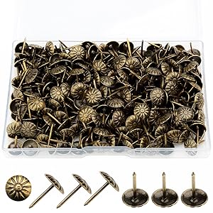 300 Uds Tapicería Uñas Vintage Tapicería Tapicería Tapicería Chinchetas Finalidades Clavos Decorativos para Decorar Sofás, Puertas y Otros Muebles 11 * 17 mm/0,43 * 0,66 Pulgadas (pátina Verde)