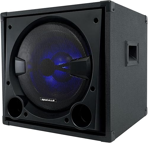 Miniatura 4 de Rockville BASS BLASTER 12 Subwoofer de audio doméstico alimentado de 800 W, woofer de 12 pulgadas, crossover ajustable, entradas RCAaltavoces, para